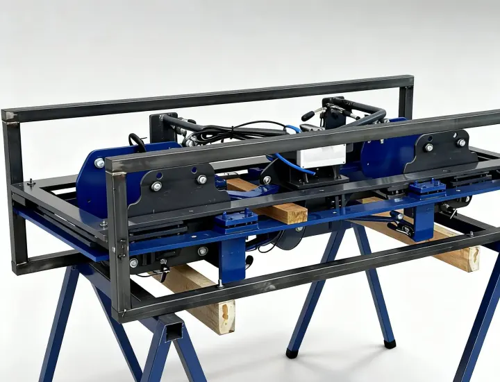 Gabarito para solda robotizada com estrutura azul