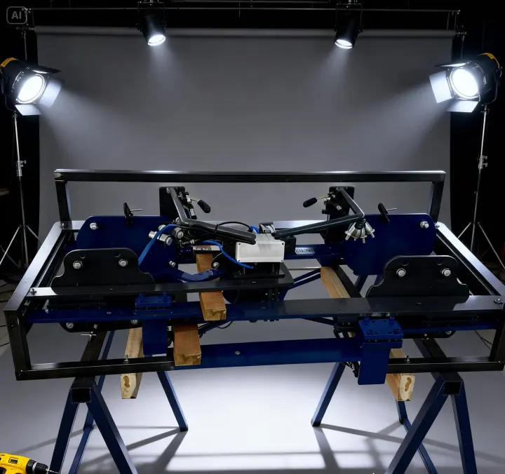 Gabarito para solda robotizada com estrutura azul